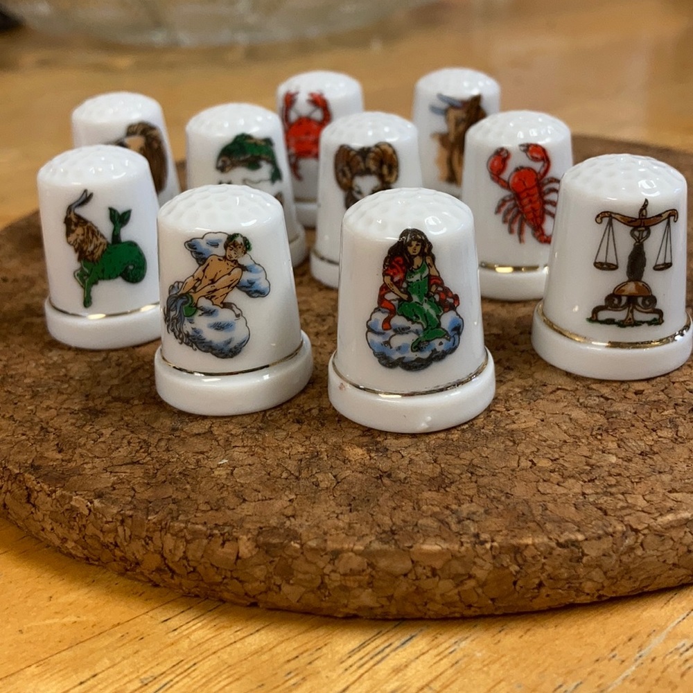 Vintage Porcelain Zodiac Thimbles (10)